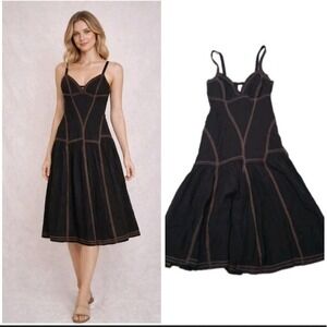 A|X Armani Exchange Fit & Flare Mermaid Dress Size 2 Black Geometric Stitches